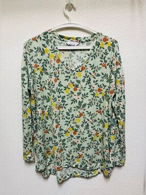 RIFLE PAPER CO x Anthropologie Long Sleeve Citrus Grove V Neck Women’s Size M